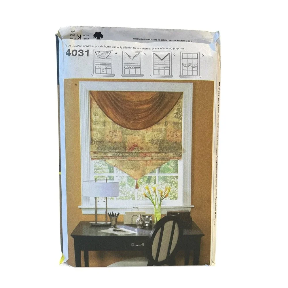 Simplicity 4031 Window Treatments Sewing Pattern One Size For Dummies